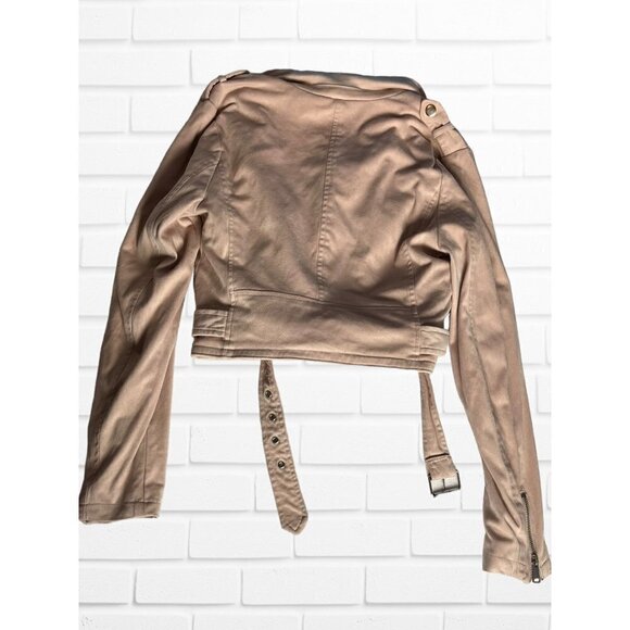 5/$25 Ashley Outerwear‎ Womens Size M Faux Suede Crop Jacket Pastel Pink - Picture 9 of 9